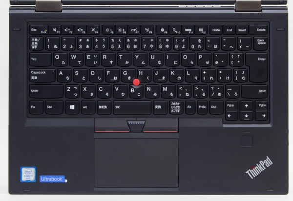 ThinkPad X1 Yogaのキーボード。スタンダードな配列なので、はじめから違和感なく使えるはずです
