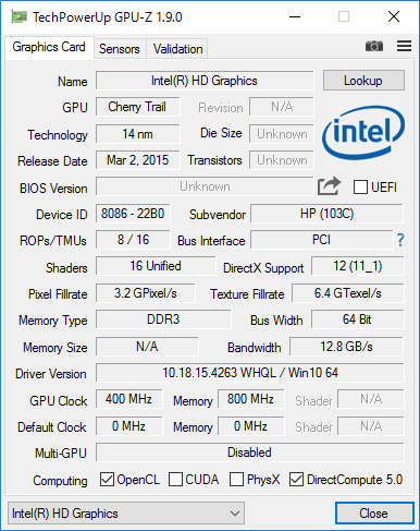 CPU内蔵のIntel HD Graphics詳細情報